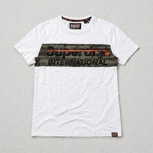 Superdry T Shirt Mens Small White Graphic Logo Casual Tee